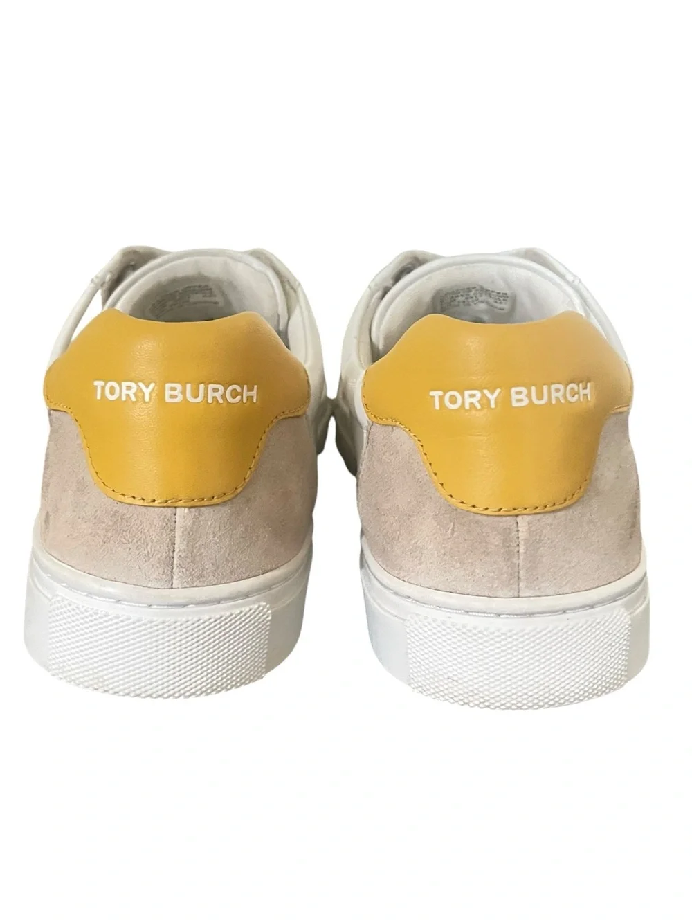 Tory Burch White Leather Sneakers with Yellow Logo